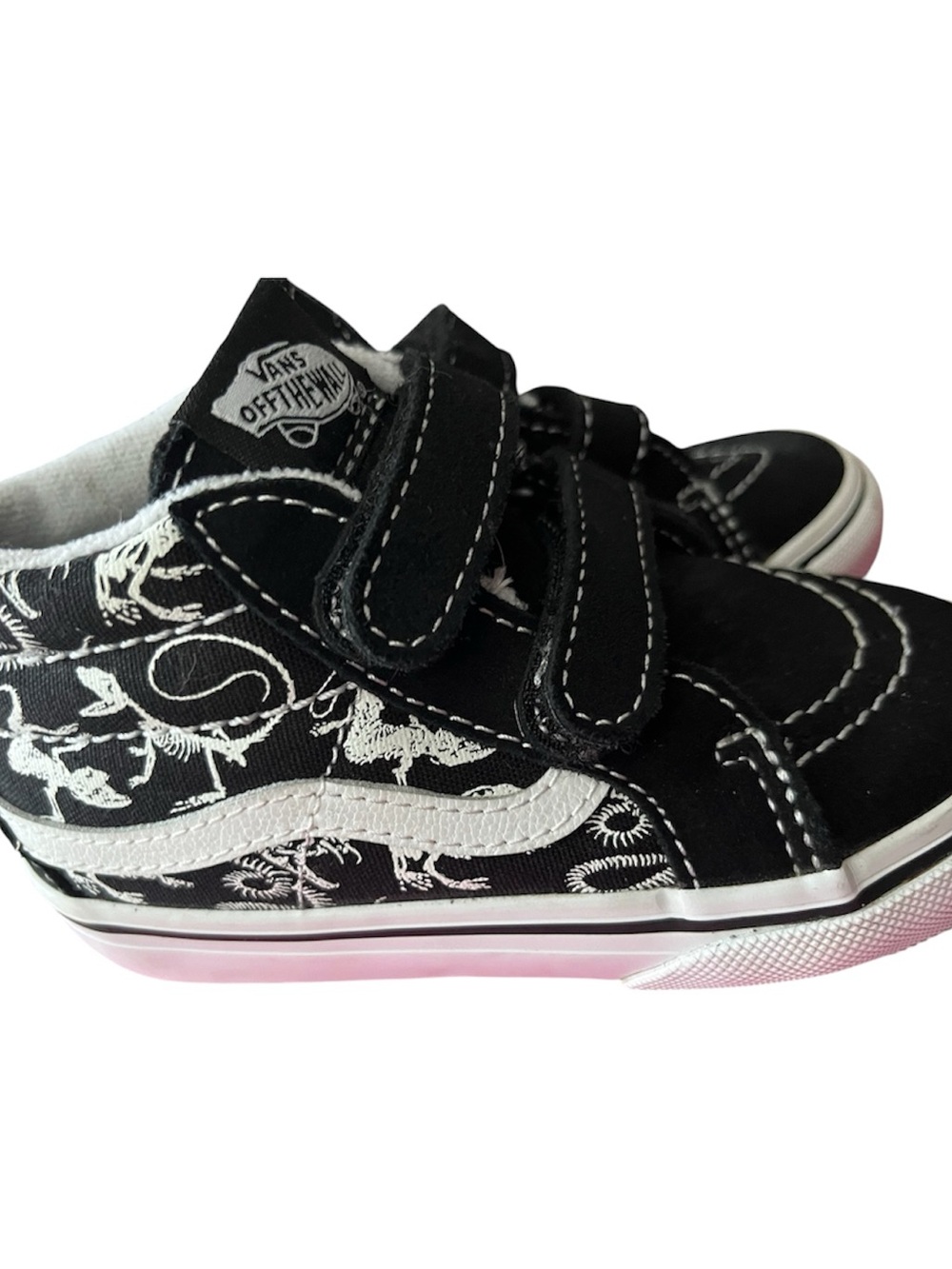 Vans Kids Black & White Skeleton Velcro Skate Sneakers